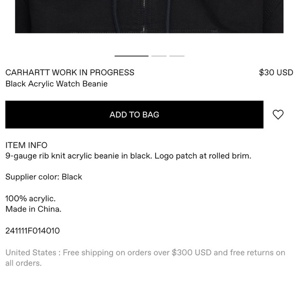 NWOT Carhartt Acrylic Watch Hat in Black One Size - Picture 4 of 10